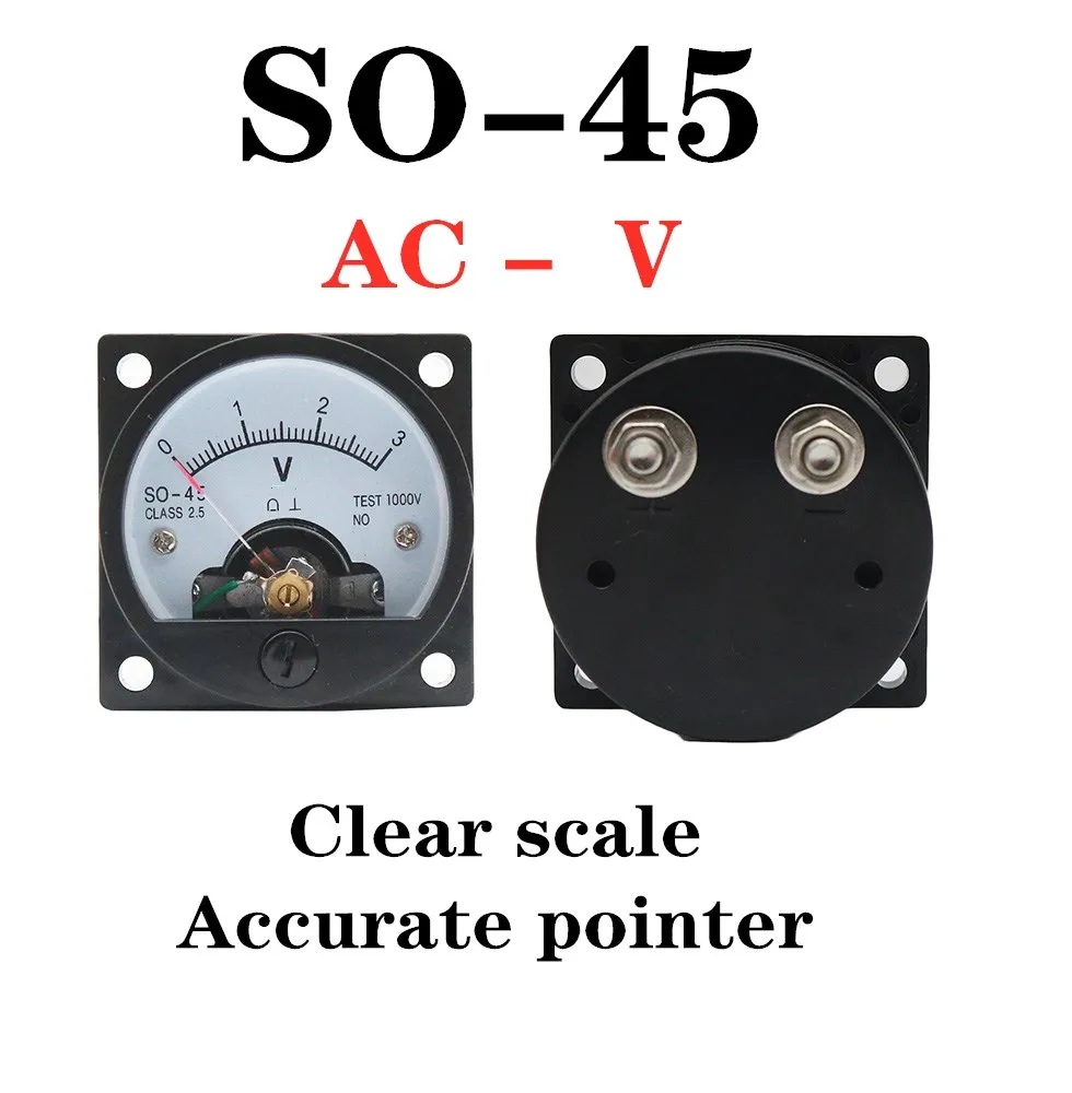 

SO-45 AC Analog Voltmeter 5V 10V 15V 20V 30V 50V 100V 150V 200V 250V 300V 400V 450V 500V 600V Voltage Meter