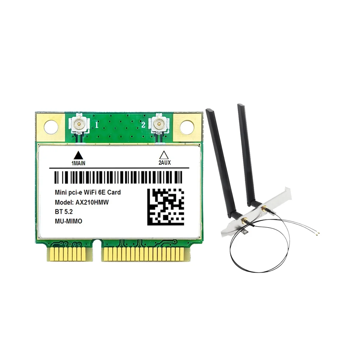 AX210HMW Wi-Fi карта с антенной WiFi 6E Mini PCI-E AX210 802.11Ax/Ac 2,4G/5G/6 ГГц BT5.2 беспроводной адаптер для 
AX210HMW Wi-Fi карта с антенной WiFi 6E Mini PCI-E AX210 802.11Ax/Ac 2,4G/5G/6 ГГц BT5.2 беспроводной адаптер для