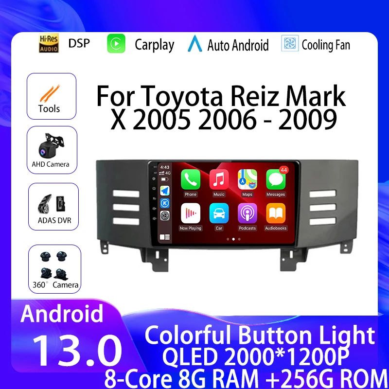 9" Android 13 Car Radio QLED Intelligent System Multimedia Player For Toyota Reiz Mark X 2005 2006 - 2009 Navigation GPS WIFI 4G
9" Android 13 Car Radio QLED Intelligent System Multimedia Player For Toyota Reiz Mark X 2005 2006 - 2009 Navigation GPS WIFI 4G