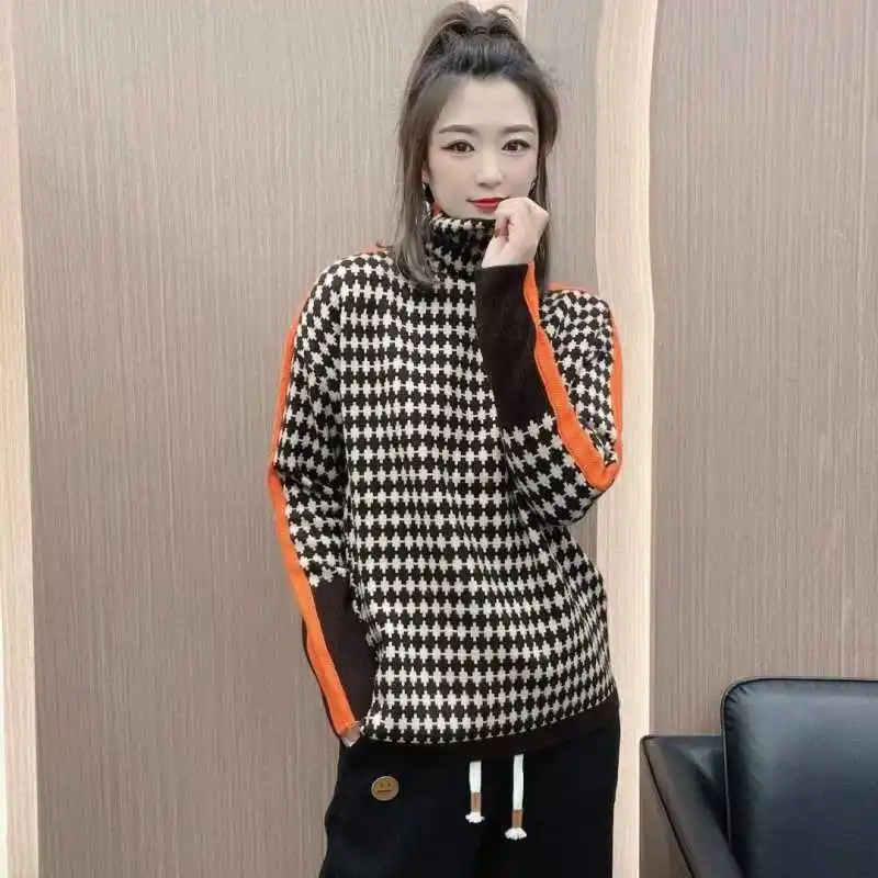 Women's Top Retro Contrast Color Pullover Commuter Elegant Top Loose Casual 2022 Winter Women's Turtleneck Sweater Warm
Women's Top Retro Contrast Color Pullover Commuter Elegant Top Loose Casual 2022 Winter Women's Turtleneck Sweater Warm
