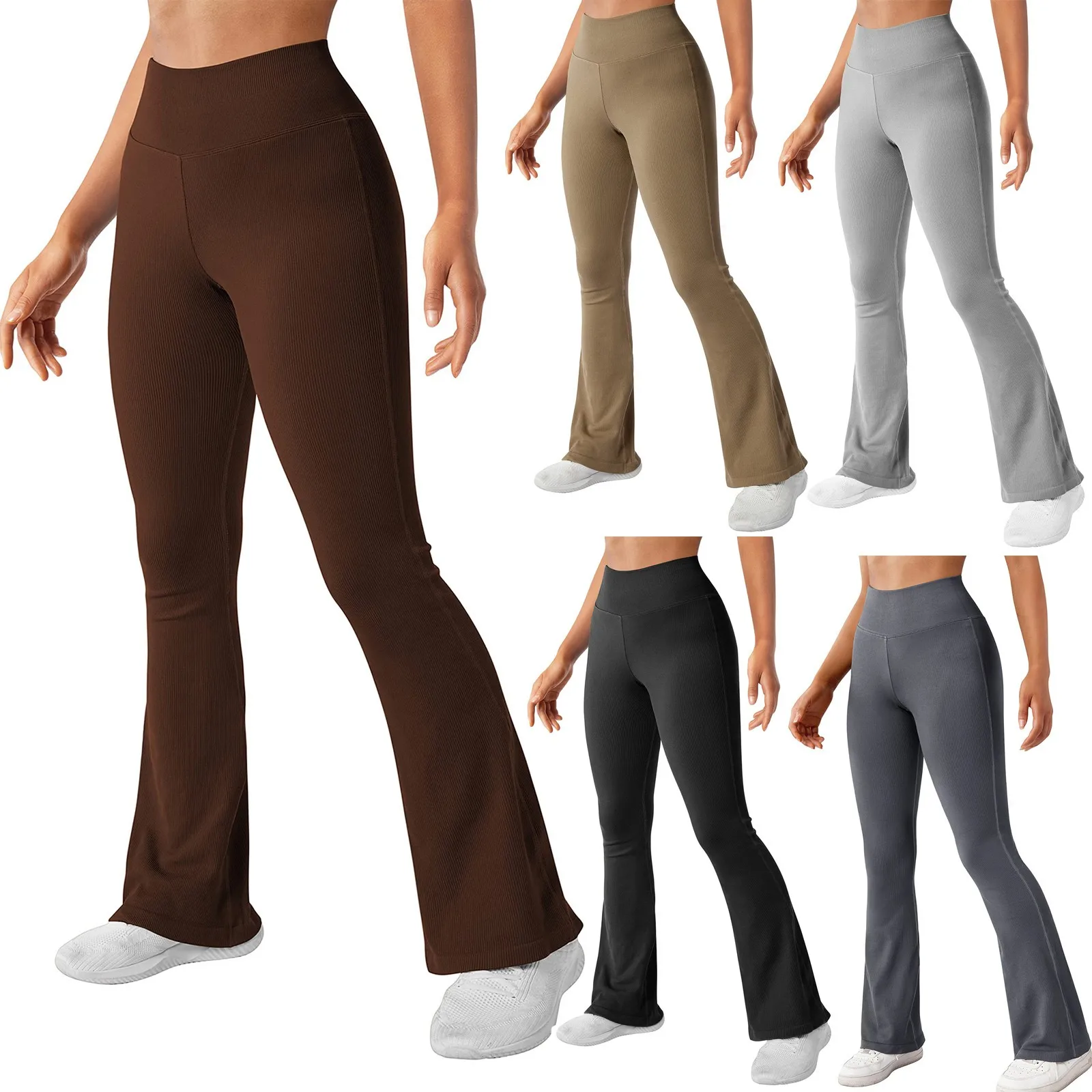 

New Spring Yoga Pants for Women High Waist Casual Flare Sweat Pants Sexy Ribbed Seamless Flare Leggings Pantalones De Mujer
