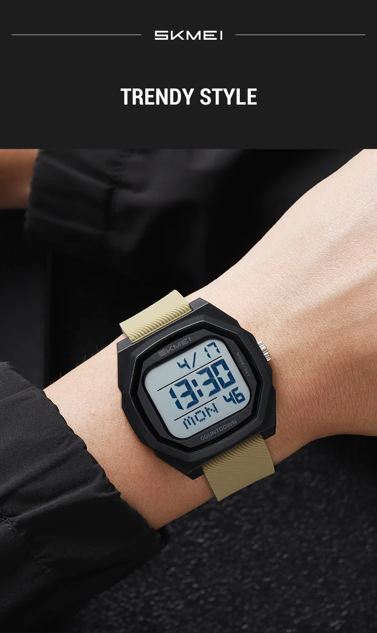 SKMEI Men Sport Casual Watch Matte Black Octagon Case Silicone Nylon Band Digital Display 50M Waterproof Countdown Watches 2495 SKMEI Men Sport Casual Watch Matte Black Octagon Case Silicone Nylon Band Digital Display 50M Waterproof Countdown Watches 2495