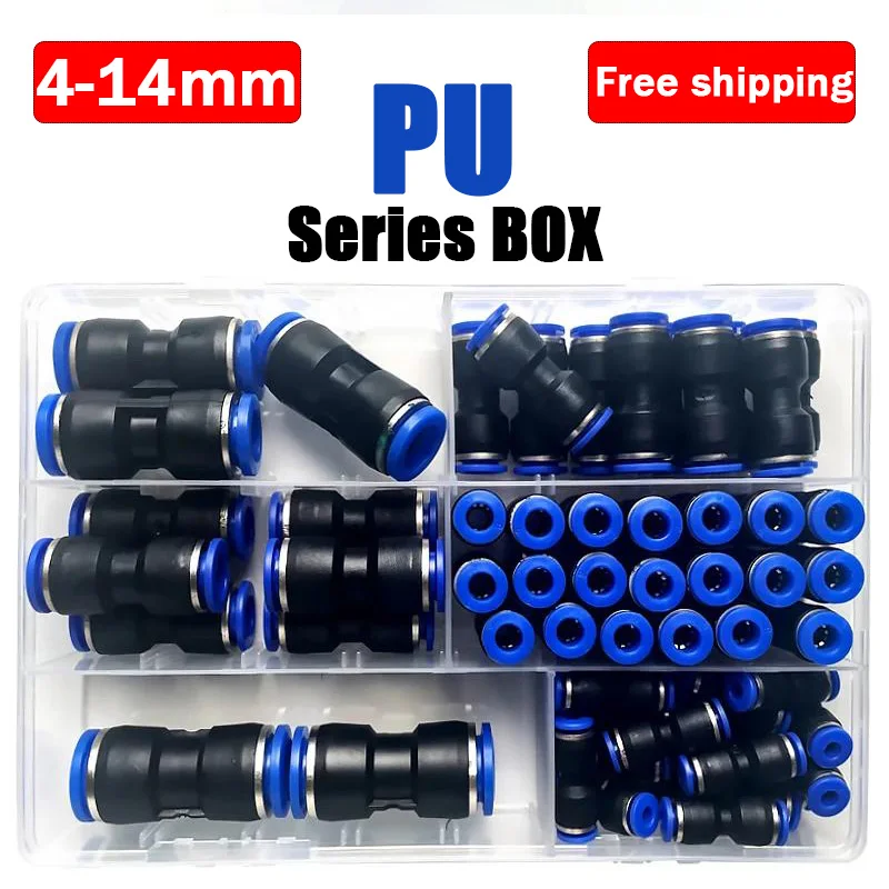 

Air Hose Fittings PU Water Pipes 5/32 1/4 5/16 3/8 1/2 Air Box Set Quick Release Pneumatic Push to Connect Fittings Kit