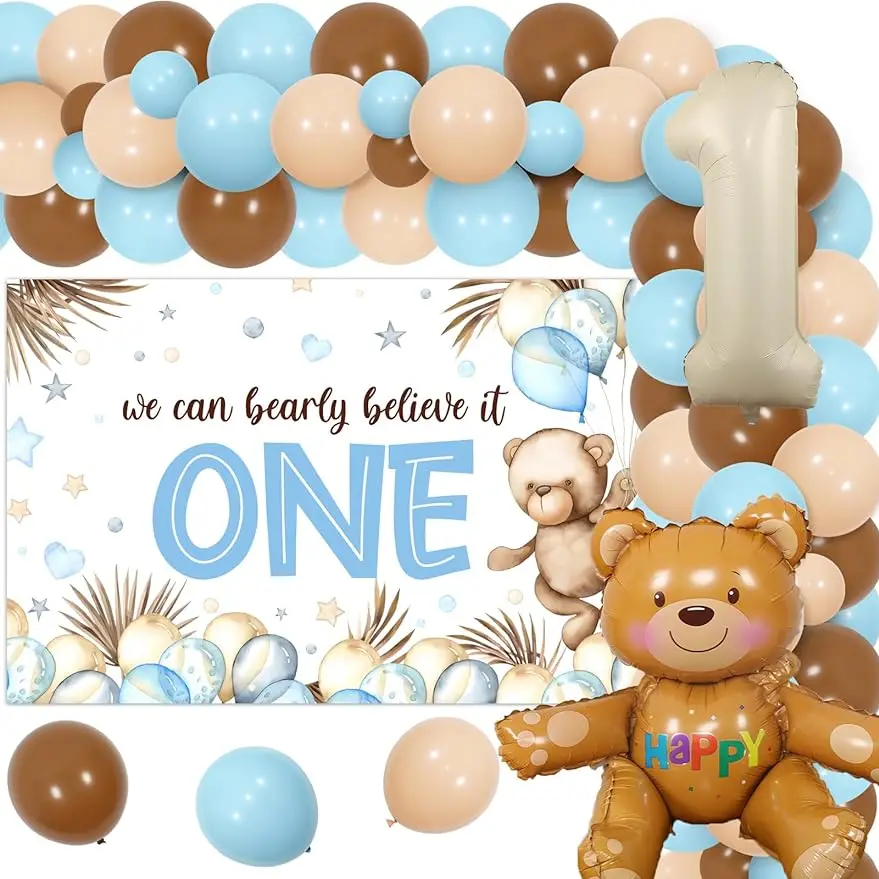 Surprise Bear Balloon Wreath Set, Blue and Brown Bear, Birthday Party Decoration Supplies, One Year Boy
Surprise Bear Balloon Wreath Set, Blue and Brown Bear, Birthday Party Decoration Supplies, One Year Boy
