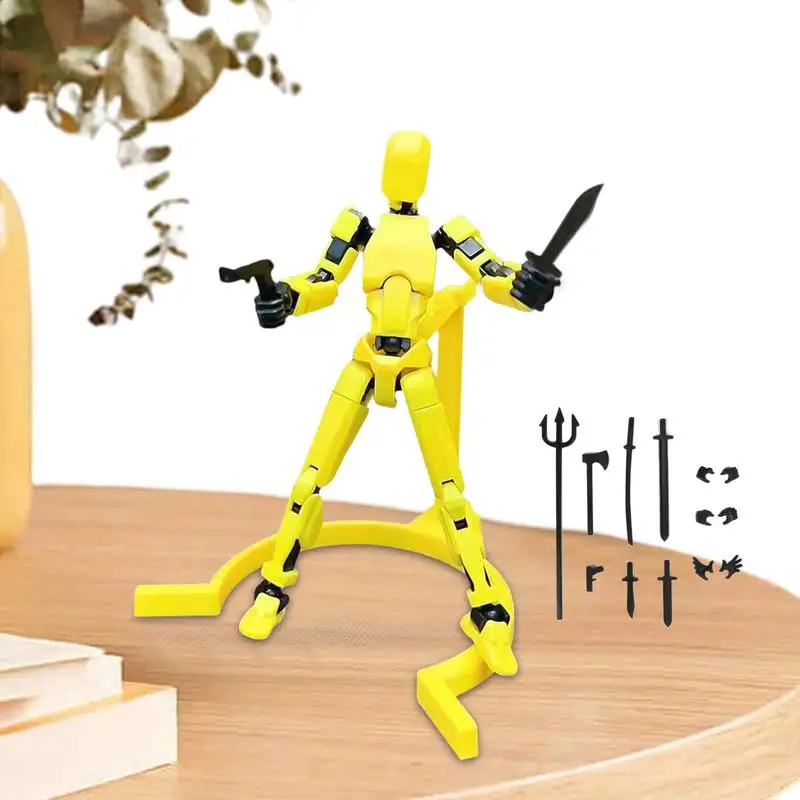 

3D Printed Robot Action Figure Movable Desktop Robot Multi-jointed Hand Painted Articulated Robot Little Robots Full Body