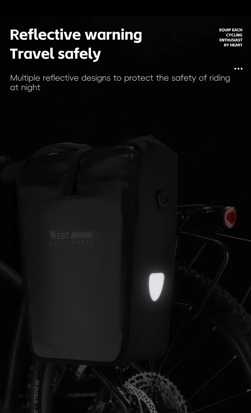 WEST BIKING Waterproof Bicycle Rear Bag 25L Large Capacity Luggage Rack Side Bag Expandable Cycling Travel Bag Men Shoulder Bag WEST BIKING Waterproof Bicycle Rear Bag 25L Large Capacity Luggage Rack Side Bag Expandable Cycling Travel Bag Men Shoulder Bag