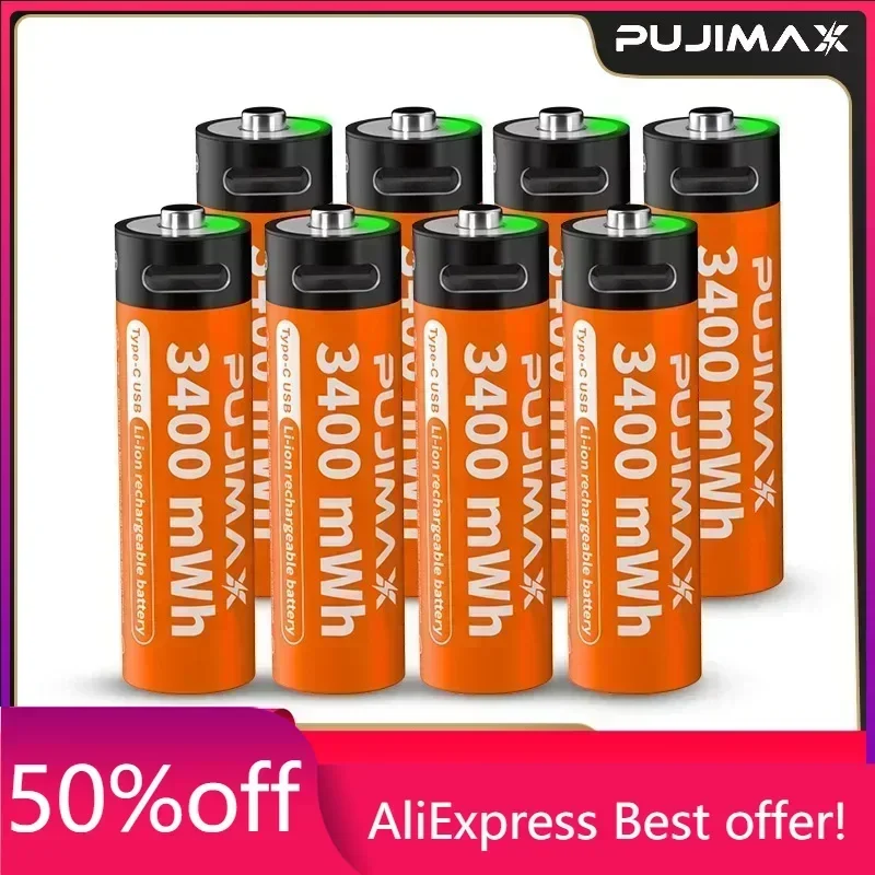 3400mWh High Capacity USB Rechargeable Batteries 1.5V 5# Battery for Fingerprint Lock Toy
3400mWh High Capacity USB Rechargeable Batteries 1.5V 5# Battery for Fingerprint Lock Toy