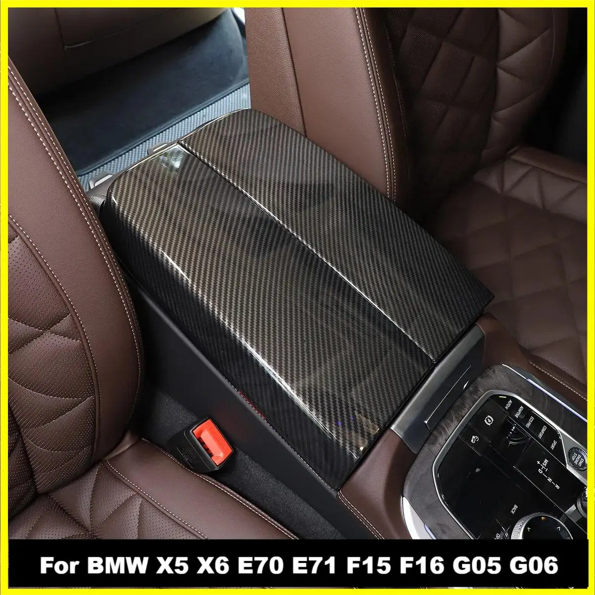 

ABS Carbon Fiber Car Center Control Armrest Box Cover Protector Accessories Trim For BMW X5 X6 E70 E71 F15 F16 G05 G06 2008-2022