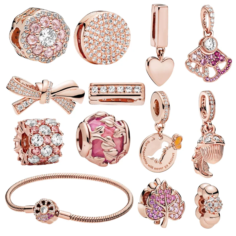 New Rose Gold Series Beaded Bow Heart-Shaped Beads Fit Original Charms Silver 925 Bracelet Bead DIY Women Jewelry
New Rose Gold Series Beaded Bow Heart-Shaped Beads Fit Original Charms Silver 925 Bracelet Bead DIY Women Jewelry
