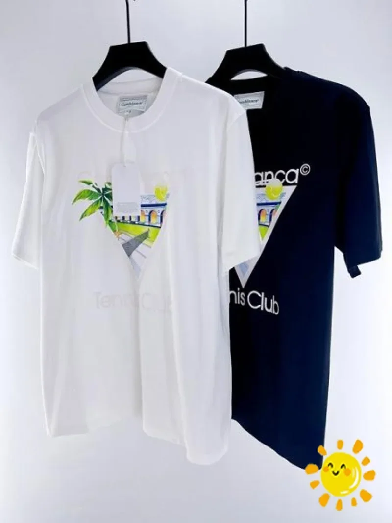 Fasion Inverted Triangular Coconut Tree Arch Bridge Print Casablanca T Shirt Men Women High Quality T-Shirt Top Tees Hip Hop 
Fasion Inverted Triangular Coconut Tree Arch Bridge Print Casablanca T Shirt Men Women High Quality T-Shirt Top Tees Hip Hop