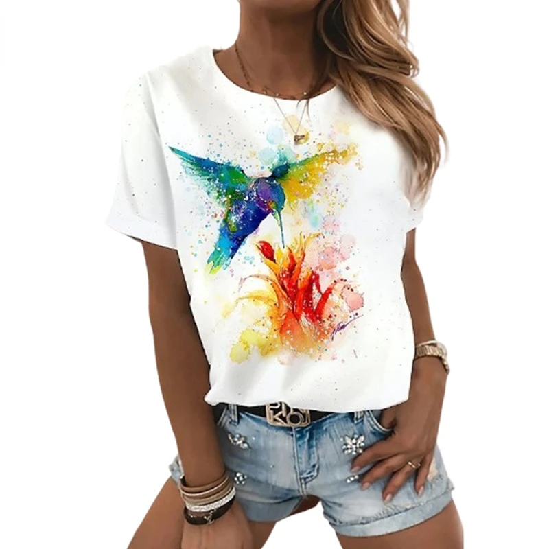 2022 Women's Pastoral Print White T-Shirt Soft Top Flying Bird Butterfly 3D Printed O Neck Short Sleeve Gay Shirt
2022 Women's Pastoral Print White T-Shirt Soft Top Flying Bird Butterfly 3D Printed O Neck Short Sleeve Gay Shirt