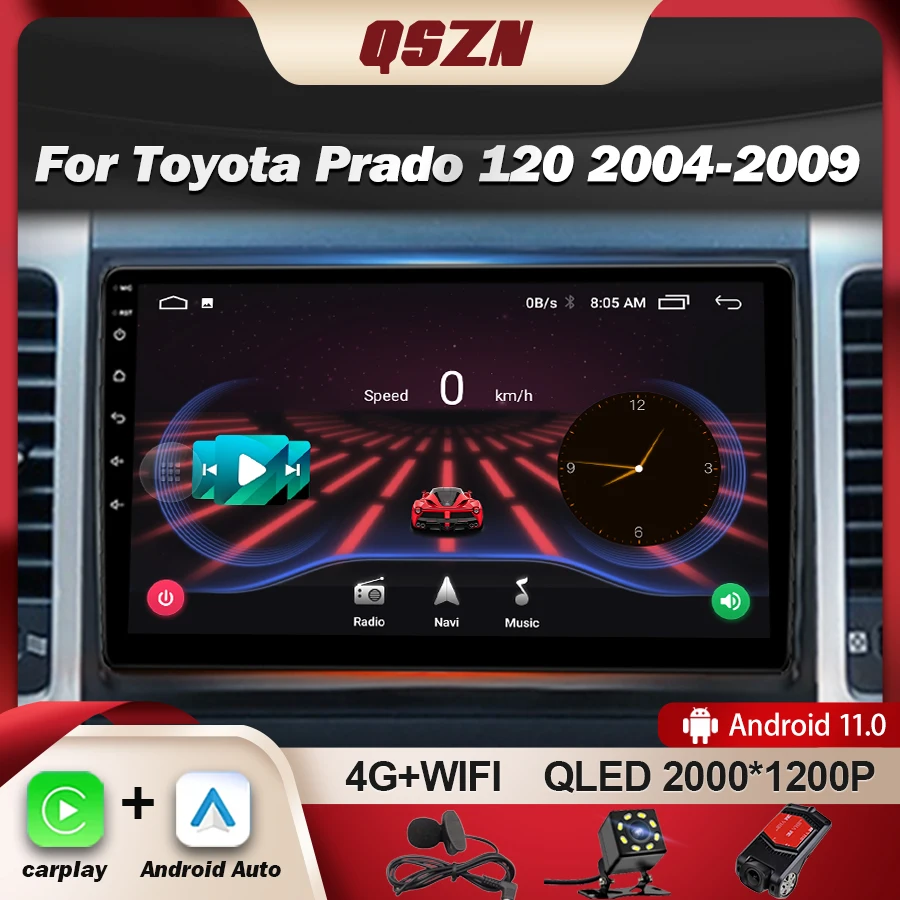 QSZN Android 13 для Toyota Prado 120 2004-2009, мультимедийный автомобильный монитор, автомобильное радио, навигация, стерео автомобильное радио
QSZN Android 13 для Toyota Prado 120 2004-2009, мультимедийный автомобильный монитор, автомобильное радио, навигация, стерео автомобильное радио