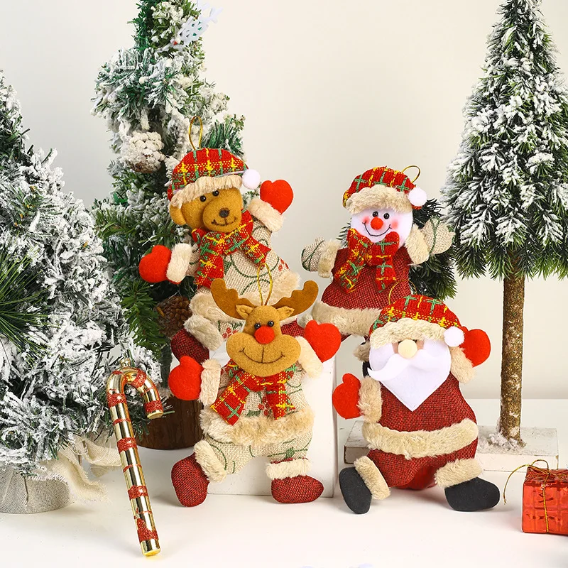 

Christmas Tree Decorations Fabric Snowman Bear Hangings Elk Santa Claus Plush Toys Christmas Eve Pendant & Drop Ornaments Party