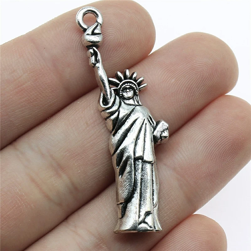 

Fashion 50pcs Antique Silver Color Alloy Statue of Liberty Charms 15*49mm AAC903