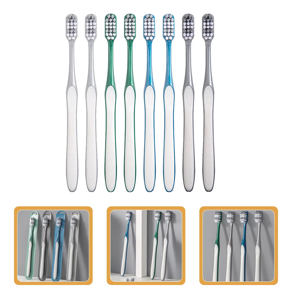 

8Pcs Tooth Cleaning Travel Toothbrushes for Adults Men Hard Bristles Teeth Cleaning Tools