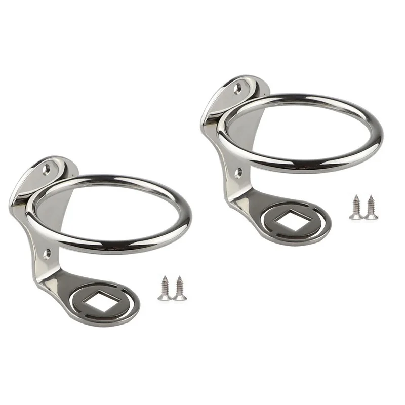 

2pcs Marine Grade Stainless Single Ring Beverage Cup Drink Holder Vertical Mount For Yacht Boat Hardware