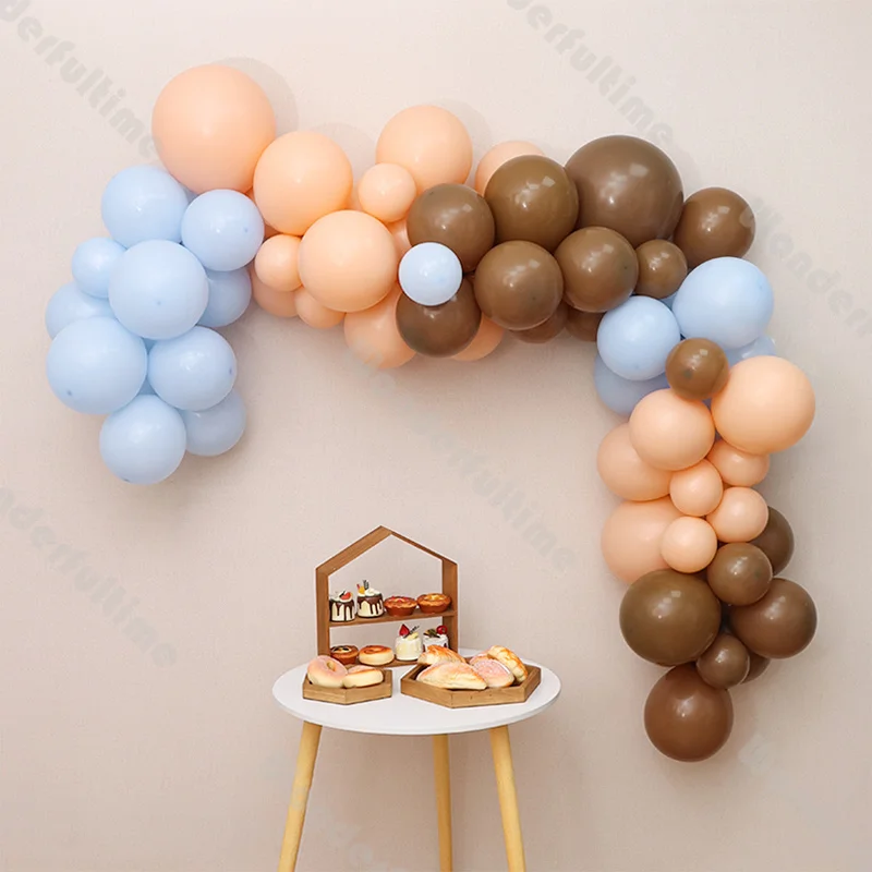 

117pcs Boho Balloon Garland Cream Peach Blue Bridal Shower Arch Gender Reveal 1st Birthday Backdrop Baby Shwer Wedding Balloons