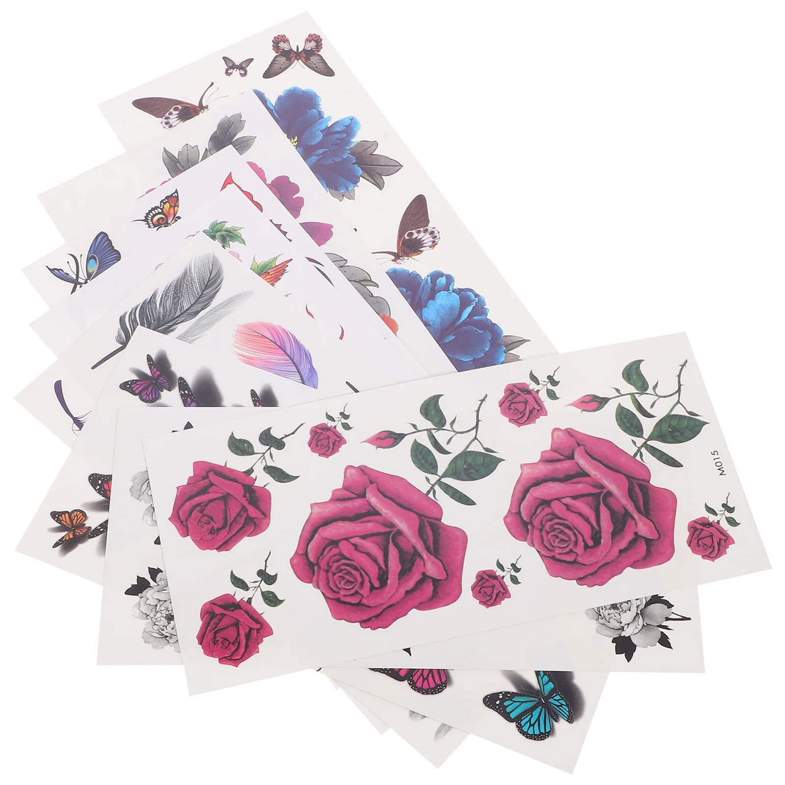 

8 Sheets 3D Flowers Temporary Tattoos Stickers, Roses, Butterflies and Multi- Colored Mixed Style Body Temporary Tattoos for,