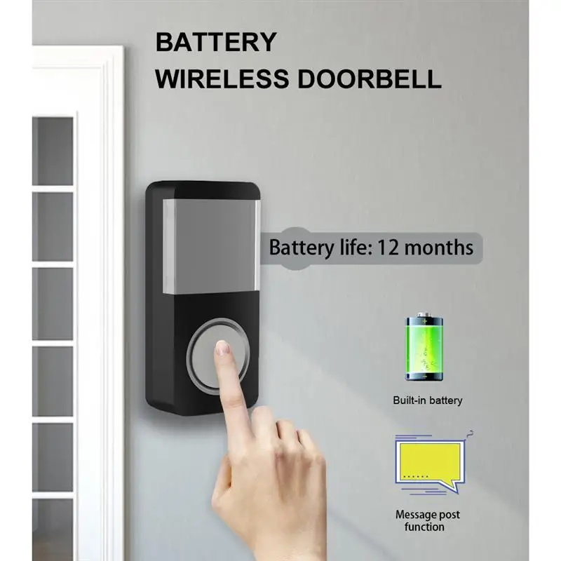 Wireless Doorbell, Waterproof Mini Doorbell 110dB Mute Mode 58 Door Chimes & Colorful LED Flashing Reminder Button
Wireless Doorbell, Waterproof Mini Doorbell 110dB Mute Mode 58 Door Chimes & Colorful LED Flashing Reminder Button