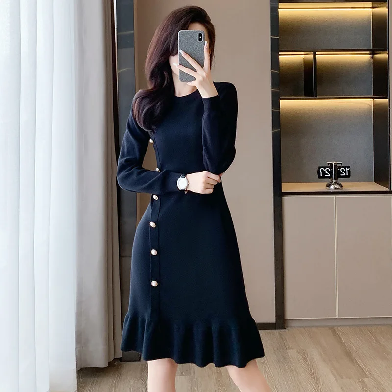 Autumn Dresses For Women Long Sleeved Sweet Temperament Commuting Round Neck Pullover Dress
Autumn Dresses For Women Long Sleeved Sweet Temperament Commuting Round Neck Pullover Dress