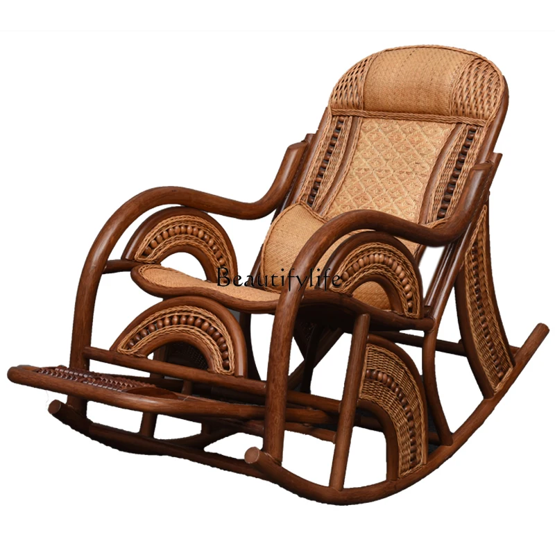 Indonesia Natural Real Rattan Rocking Chair High-End Elderly Home Rattan Woven Rocking Recliner
Indonesia Natural Real Rattan Rocking Chair High-End Elderly Home Rattan Woven Rocking Recliner