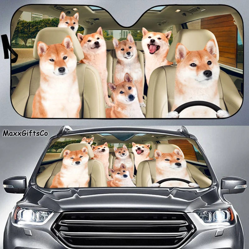 

Shiba Inu Car Sun Shade Shiba Inu Windshield Dogs Family Sunshade Dogs Car Accessories Car Decoration Gift For Dad Mom animal
