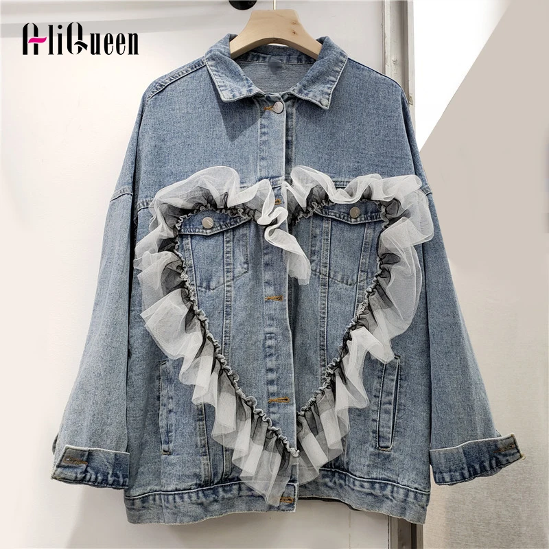 Женская джинсовая куртка в стиле пэчворк, с кружевом и оборками
Женская джинсовая куртка в стиле пэчворк, с кружевом и оборками