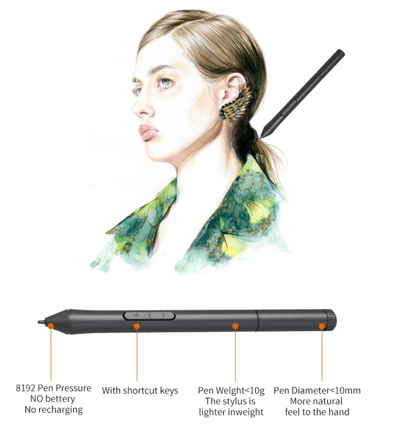 10x6" Professional Graphics Drawing Tablet 12 Express Keys 8192 Levels Battery-Free Stylus/30pcs Pen Refill Support PC/Laptop 10x6" Professional Graphics Drawing Tablet 12 Express Keys 8192 Levels Battery-Free Stylus/30pcs Pen Refill Support PC/Laptop