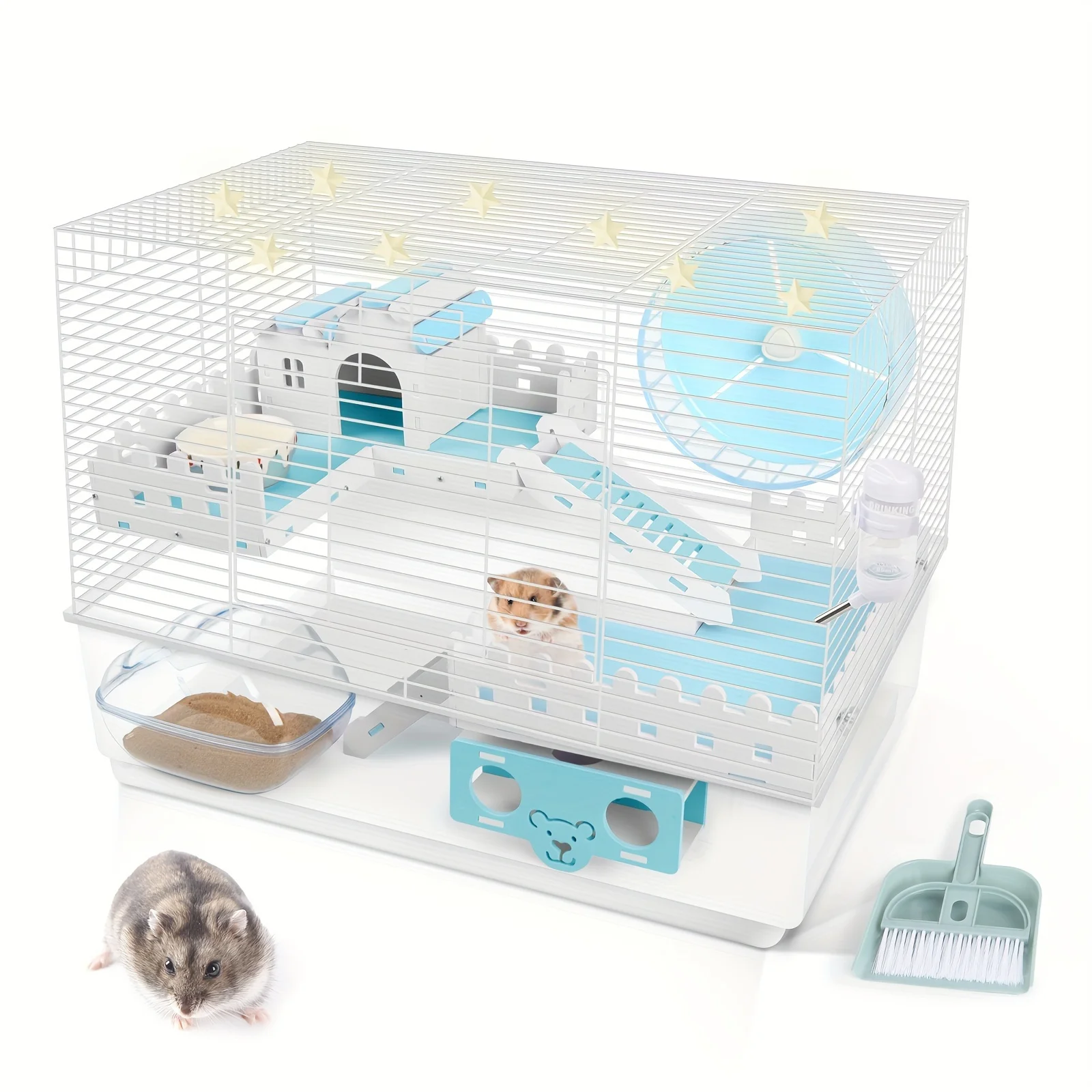 

1pc Hamster Cages With Dual Door, Transparent Small Animal Cage And Habitats, Folding Cage Hamster Cage For Hamster Hedgehog Aco