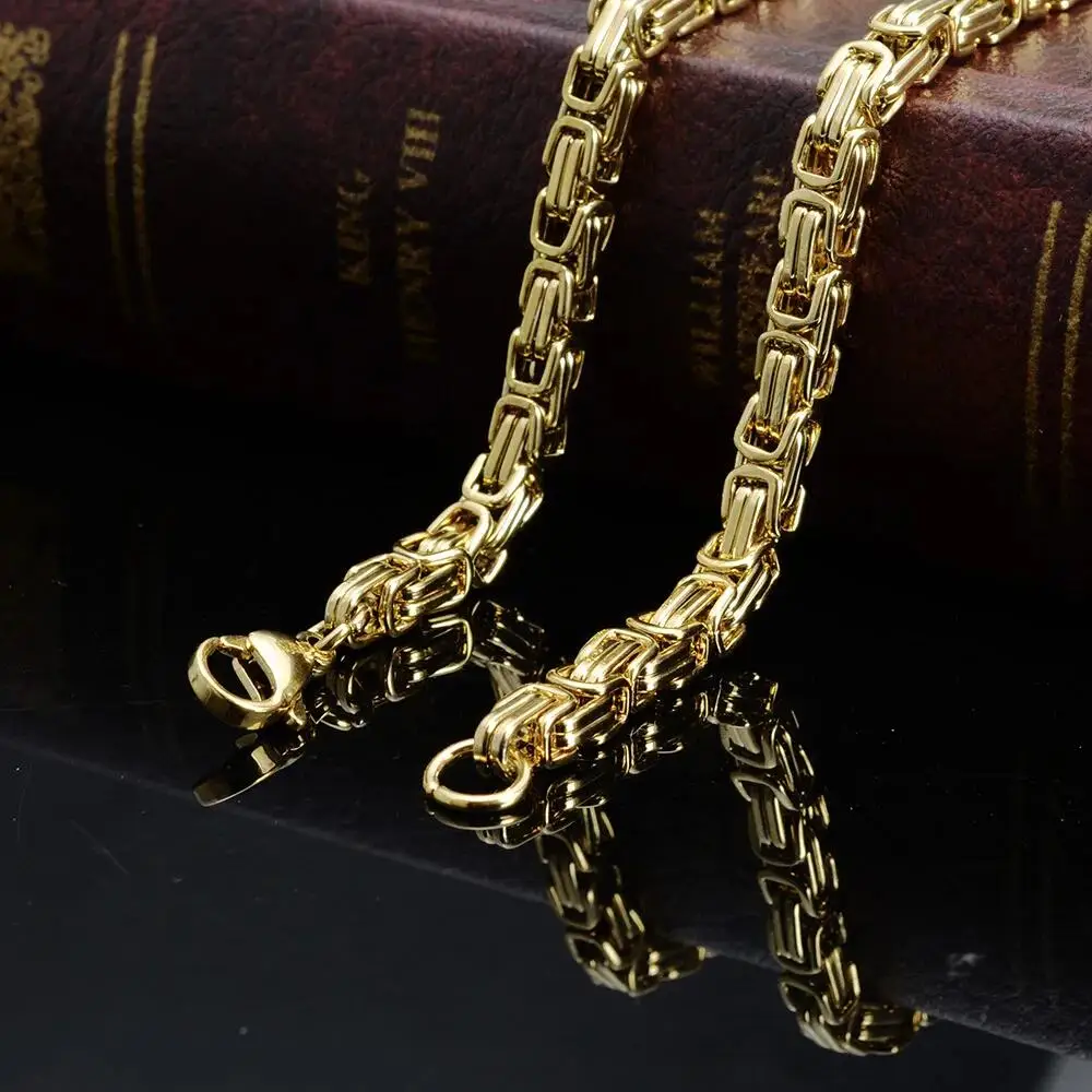 6mm 7-40inch Jewelry Gold Color 316L Stainless Steel Necklace for Men Women Royal Byzantine Box Choker Chain Jewelry Gift
6mm 7-40inch Jewelry Gold Color 316L Stainless Steel Necklace for Men Women Royal Byzantine Box Choker Chain Jewelry Gift