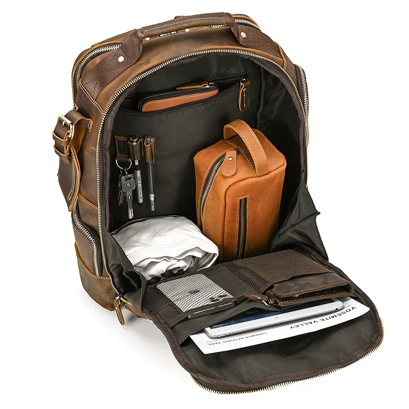 

Рюкзак AETOO мужской из воловьей кожи, ранец большой вместимости в стиле ретро, сумка для компьютера 15 дюймов