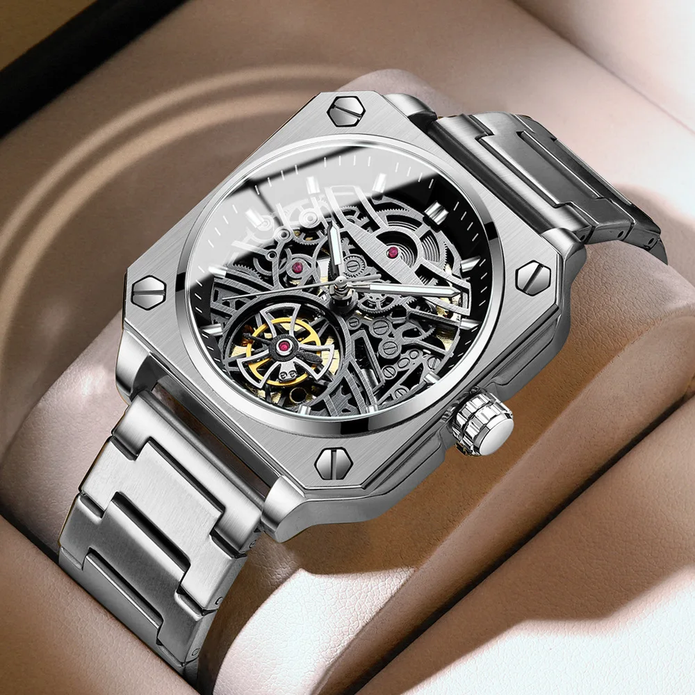 BINBOND Square Shape Tourbillon Mechanical Watches for Men High End Waterproof Skeleton Male Clock Fully Automatic Wristwatches
BINBOND Square Shape Tourbillon Mechanical Watches for Men High End Waterproof Skeleton Male Clock Fully Automatic Wristwatches