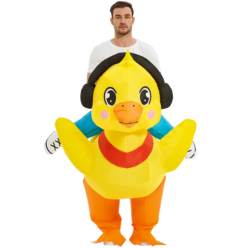 

Cute Earphone Duck Inflatable Costume Funny Animals Inflatable Suit for Halloween Carnival Anime Mascot Suit for Men Women