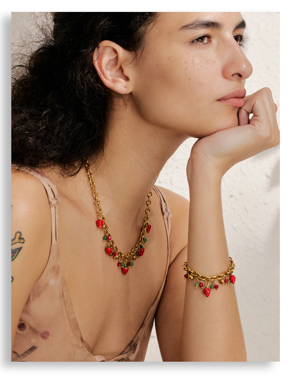Yhpup Trendy Stainless Steel Red Enamel Stone Strawberry Drop Charms Necklace Bracelet Hot Style Golden Plated Handmade Jewelry Yhpup Trendy Stainless Steel Red Enamel Stone Strawberry Drop Charms Necklace Bracelet Hot Style Golden Plated Handmade Jewelry