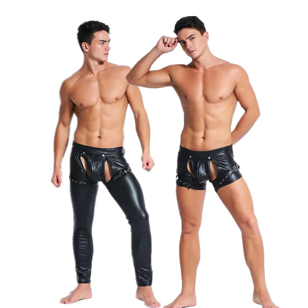 Mens Wetlook Faux PU Leather Fetish Erotic Open Front Pants Shiny Latex Short Pants Clubwear Costume
Mens Wetlook Faux PU Leather Fetish Erotic Open Front Pants Shiny Latex Short Pants Clubwear Costume