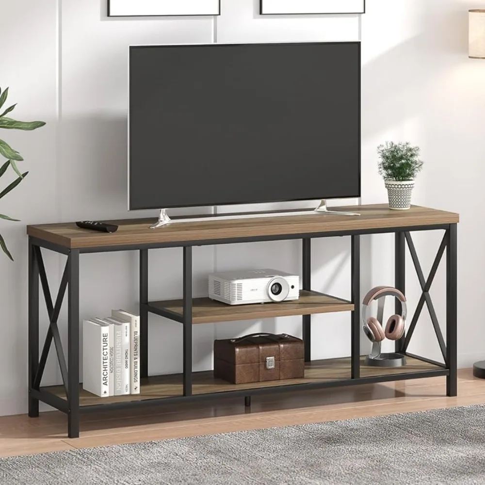 TV Stand for TV Up to 65 Inch Rustic Wood and Metal Entertainment Center With Storage Shelves Furniture Oak 55 Inch Living Room
TV Stand for TV Up to 65 Inch Rustic Wood and Metal Entertainment Center With Storage Shelves Furniture Oak 55 Inch Living Room