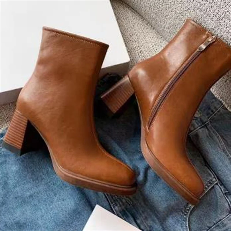 Sewing Lines Women's Shoes Round Toes Zapatos De Mujer Side Zippers Ladies Churry High Heels Solid Boots Leather Female Botas
Sewing Lines Women's Shoes Round Toes Zapatos De Mujer Side Zippers Ladies Churry High Heels Solid Boots Leather Female Botas
