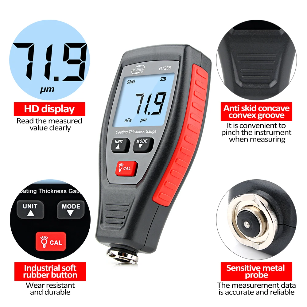 Car Paint Equipment Coating Thickness Gauge Paint Thickness Gauge Meter Paint Depth Gauge Tester 0~1800μm RZ Paint Measure GT235
Car Paint Equipment Coating Thickness Gauge Paint Thickness Gauge Meter Paint Depth Gauge Tester 0~1800μm RZ Paint Measure GT235