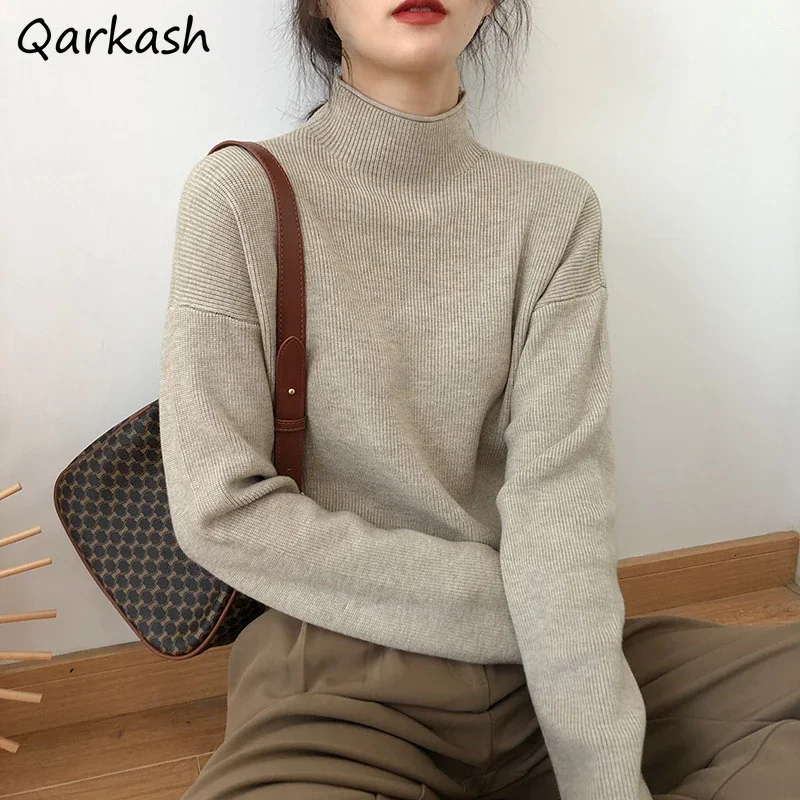 Pullovers Women Half High Collar Minimalist Japan Style Tender Autumn Warm All-match Feminino Casual Jumpers 5 Colors Popular
Pullovers Women Half High Collar Minimalist Japan Style Tender Autumn Warm All-match Feminino Casual Jumpers 5 Colors Popular