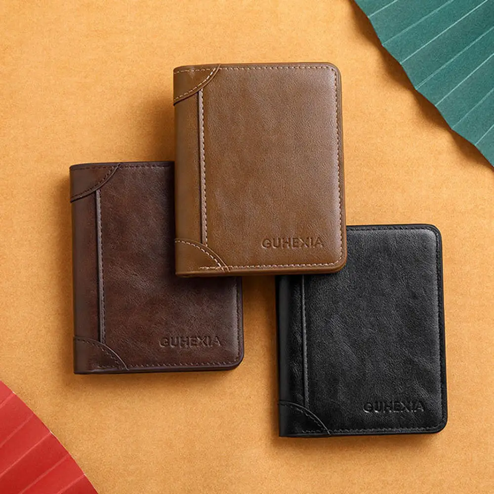 

Men's Wallet Leather Billfold Slim Credit Card ID Holder Short Male Purse High Quality Business Foldable Wallets Cards Money Bag