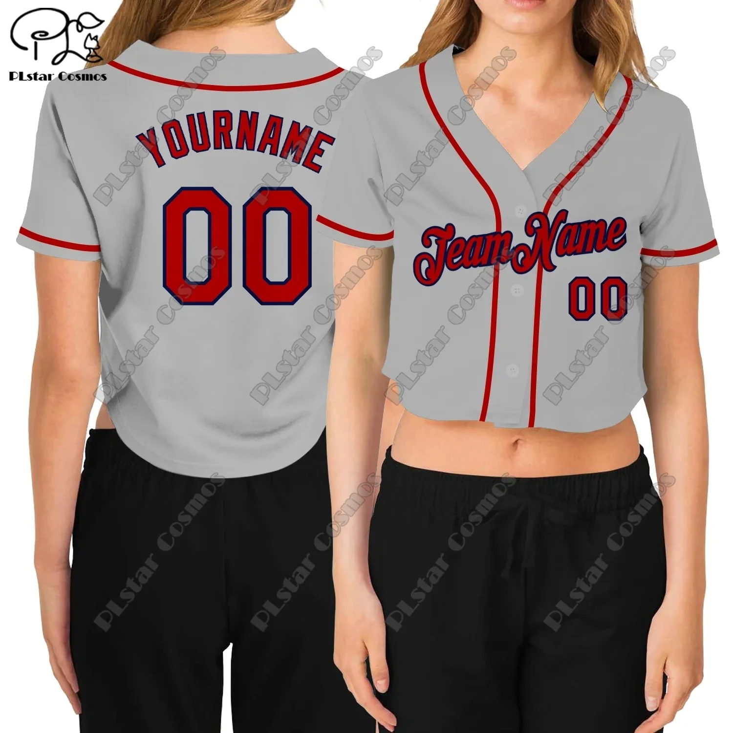 PLstar Cosmos fashion 3d printing gray custom women's cardigan summer new V-neck short baseball uniform series 1
PLstar Cosmos fashion 3d printing gray custom women's cardigan summer new V-neck short baseball uniform series 1