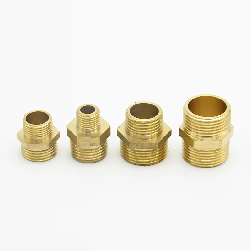 

1/8" 1/4" 3/8" 1/2" 3/4" 1" BSP Male Thread Brass Pipe Fitting Equal Reducing Hex Nipple Coupler Connector Adapter