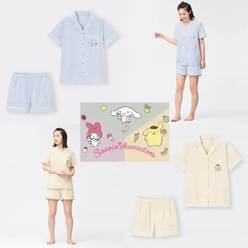 Kawaii Sanrio Mymelody Cinnamoroll Pompom Purin Summer Cotton Ladies Pajamas Cartoon Home Short-Sleeved Shorts Three-Piece Set
Kawaii Sanrio Mymelody Cinnamoroll Pompom Purin Summer Cotton Ladies Pajamas Cartoon Home Short-Sleeved Shorts Three-Piece Set