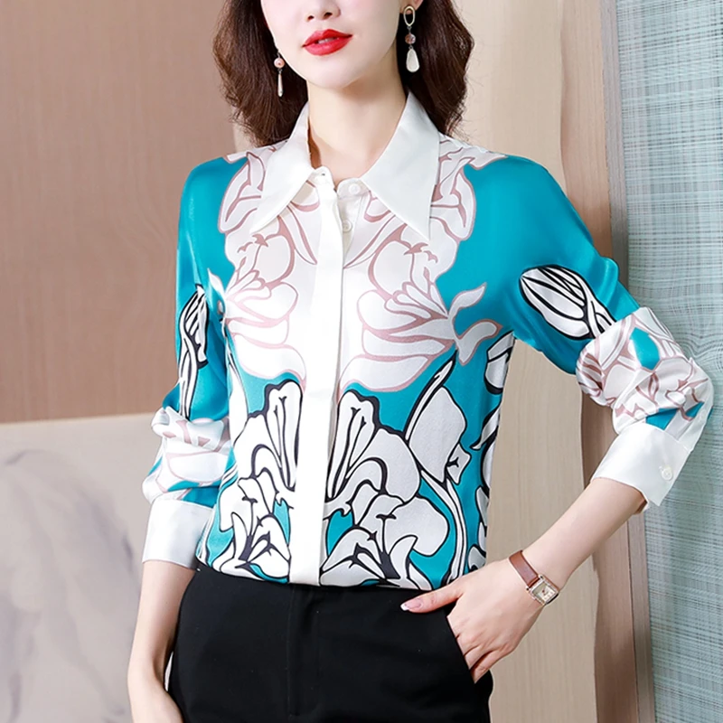 Vintage Satin Silk Shirts Stripe Flower Print Long-Sleeved Blouses Women Tops Elegant Slim Hidden Button Spring Autumn Clothes
Vintage Satin Silk Shirts Stripe Flower Print Long-Sleeved Blouses Women Tops Elegant Slim Hidden Button Spring Autumn Clothes