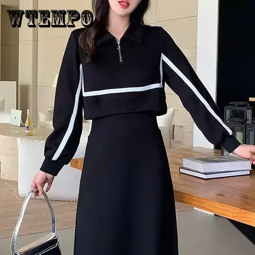 WTEMPO Women's Plus Size Dress Fall Winter Half Zipper Front Long Sleeve Midi Dresses Loose 2 Fake Pieces Ladies A Line Dress
WTEMPO Women's Plus Size Dress Fall Winter Half Zipper Front Long Sleeve Midi Dresses Loose 2 Fake Pieces Ladies A Line Dress