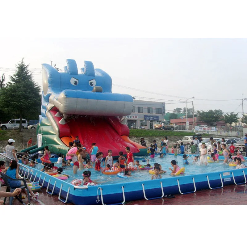 

Commercial giant PVC inflatable slide with large pool for entertainment