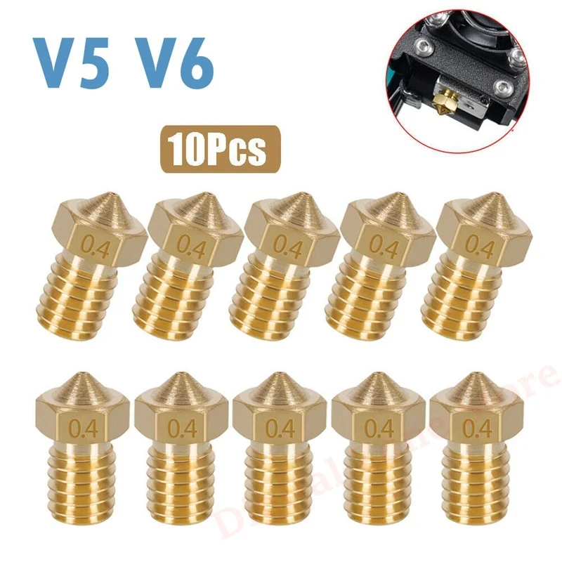 

10Ps 0.4mm 3D Printer E3D V5 V6 Extruder Brass Nozzle Print Head 1.75mm Filament for Makerbot M6