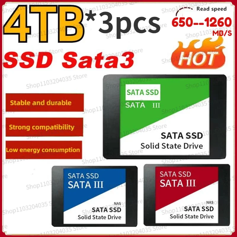 

3pcs SSD Sata3 4TB Hard Drive Disk 2.5inch 2TB 1TB 1260mb/s High Speed Hard Disk Internal Solid State Drives For Laptop PS4 PS5