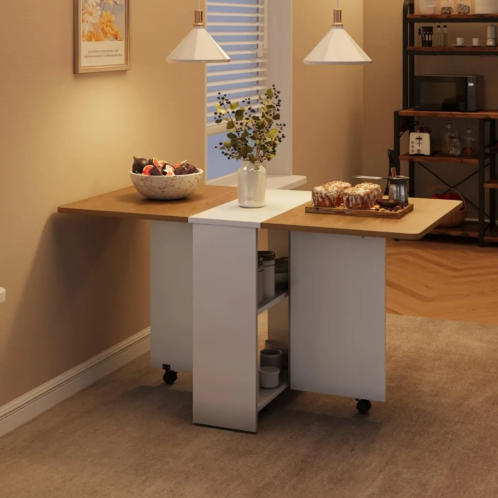 Dining table set with 2 tiers of storage extendable deciduous farmhouse wooden kitchen dining table for 4 people, foldable
Dining table set with 2 tiers of storage extendable deciduous farmhouse wooden kitchen dining table for 4 people, foldable