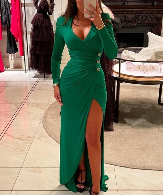 Dresses for Women 2023 Autumn Clothing Sexy Long Sleeve V-Neck Pleated Split Fashion Party Long Dress
Dresses for Women 2023 Autumn Clothing Sexy Long Sleeve V-Neck Pleated Split Fashion Party Long Dress